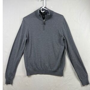 The Men's Store Bloomingdale's 1/4 Zip Sweater Mens M Pullover Gray Merino Wool